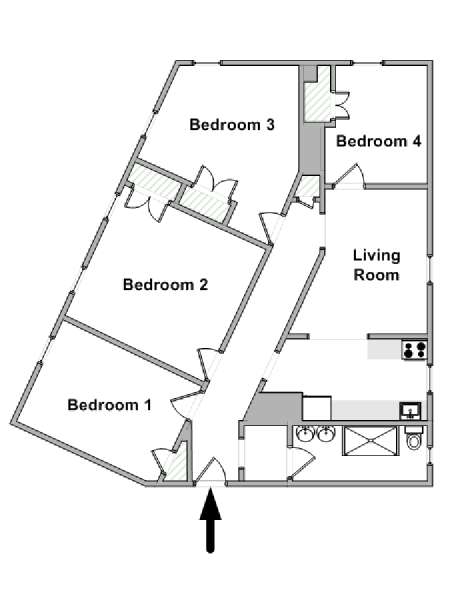 Nueva York 4 Dormitorios piso para compartir - esquema  (NY-18164)