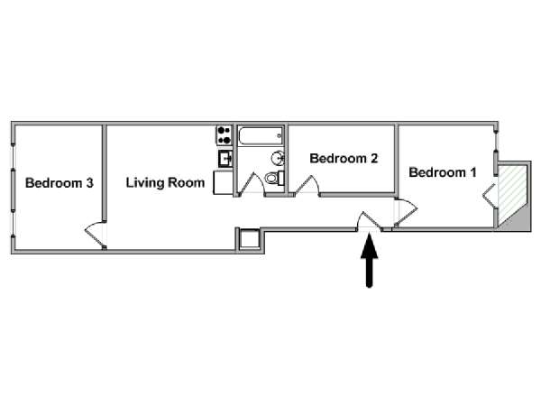 Nueva York 3 Dormitorios piso para compartir - esquema  (NY-18172)