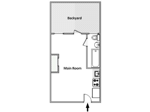 New York Monolocale appartamento - piantina approssimativa dell' appartamento  (NY-18174)