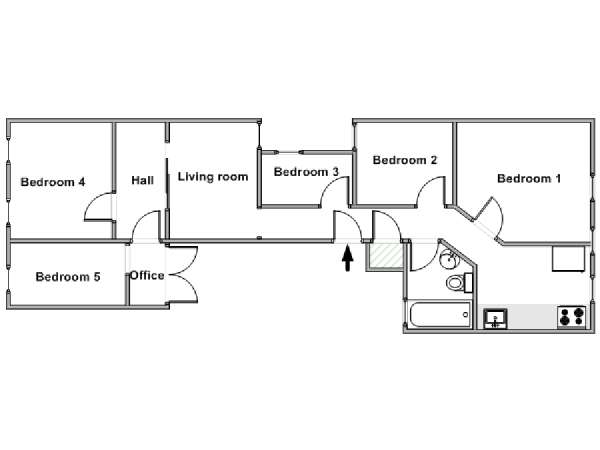 New York 5 Bedroom roommate share apartment - apartment layout  (NY-18200)