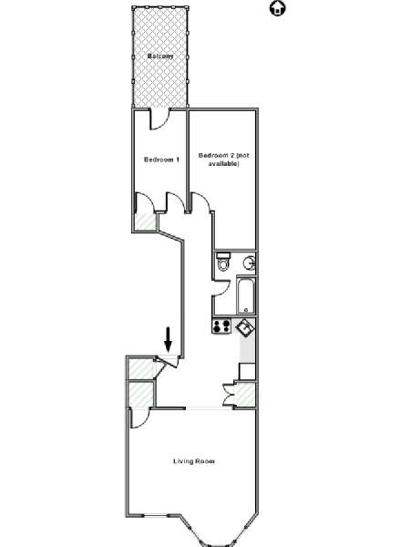 New York 2 Camere da letto stanza in affitto - piantina approssimativa dell' appartamento  (NY-18208)