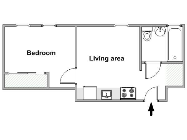 New York 1 Bedroom apartment - apartment layout  (NY-18209)