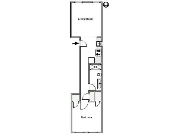 New York 1 Camera da letto appartamento - piantina approssimativa dell' appartamento  (NY-18212)