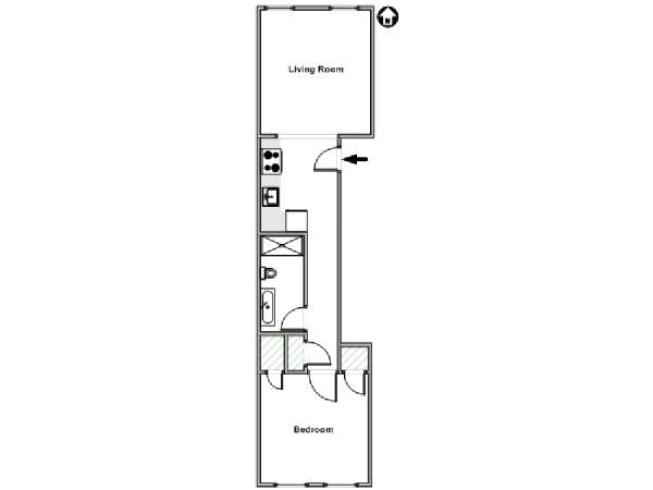 New York 1 Camera da letto appartamento - piantina approssimativa dell' appartamento  (NY-18213)
