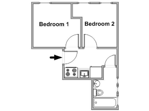 New York 2 Bedroom roommate share apartment - apartment layout  (NY-18216)