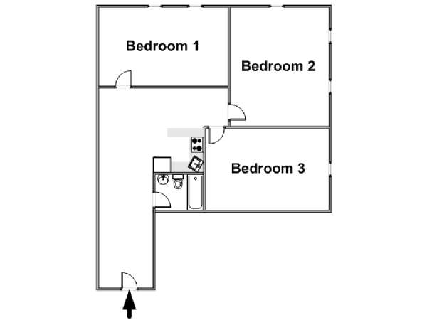 New York 3 Bedroom apartment - apartment layout  (NY-18236)