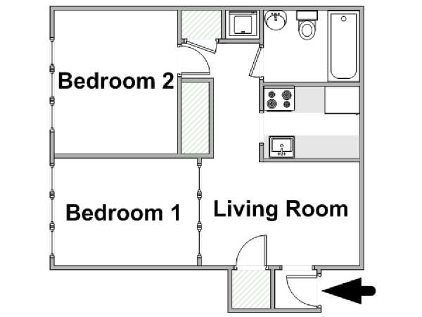 New York 2 Camere da letto appartamento - piantina approssimativa dell' appartamento  (NY-18239)