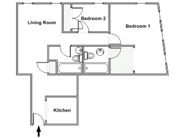New York 2 Camere da letto appartamento - piantina approssimativa dell' appartamento  (NY-18245)