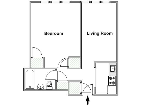 New York 1 Bedroom apartment - apartment layout  (NY-18257)