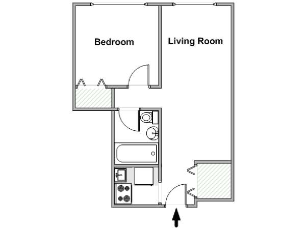 New York 1 Bedroom apartment - apartment layout  (NY-18258)