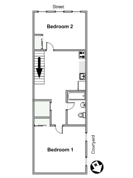 New York 2 Camere da letto stanza in affitto - piantina approssimativa dell' appartamento  (NY-18310)