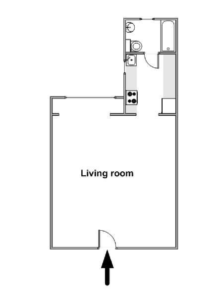New York Monolocale appartamento - piantina approssimativa dell' appartamento  (NY-18311)
