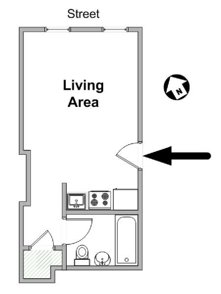 New York Monolocale appartamento - piantina approssimativa dell' appartamento  (NY-18365)