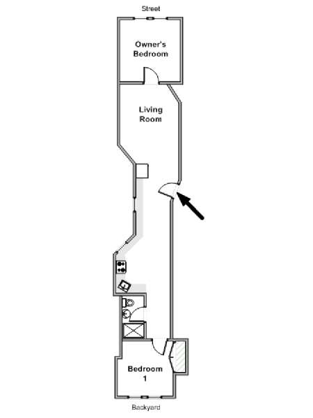 New York 2 Camere da letto stanza in affitto - piantina approssimativa dell' appartamento  (NY-18393)