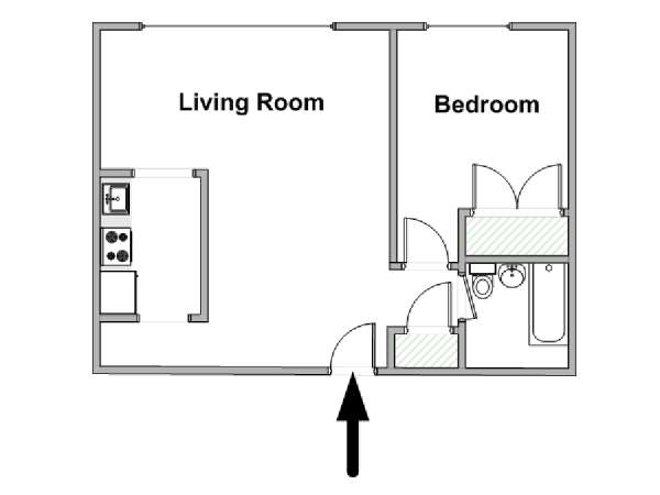 New York 1 Bedroom apartment - apartment layout  (NY-18408)