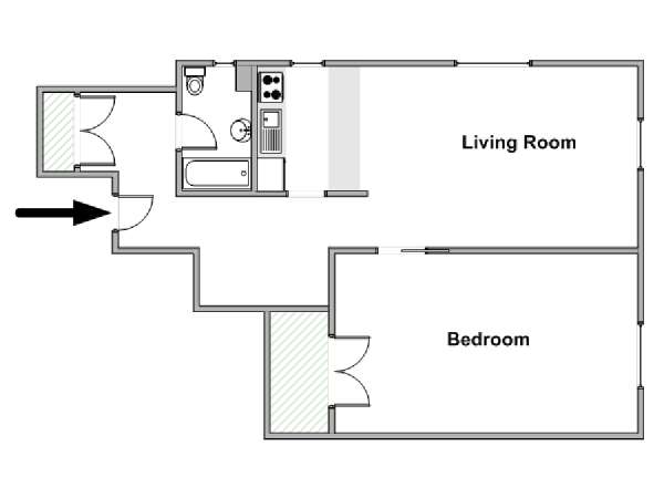 New York 1 Camera da letto appartamento - piantina approssimativa dell' appartamento  (NY-18409)