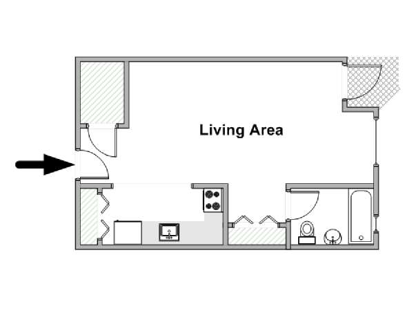 New York Monolocale appartamento - piantina approssimativa dell' appartamento  (NY-18419)