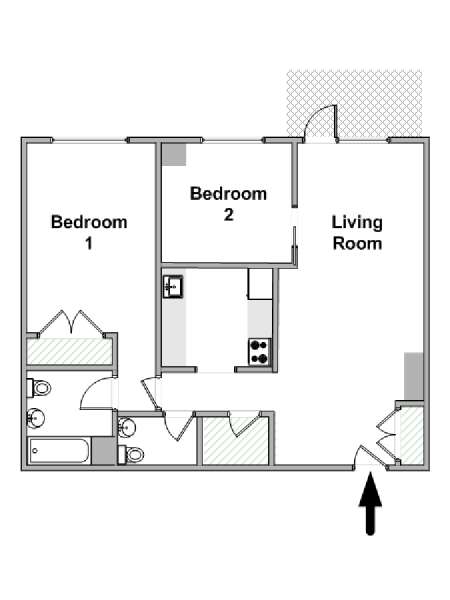 New York 2 Camere da letto appartamento - piantina approssimativa dell' appartamento  (NY-18424)
