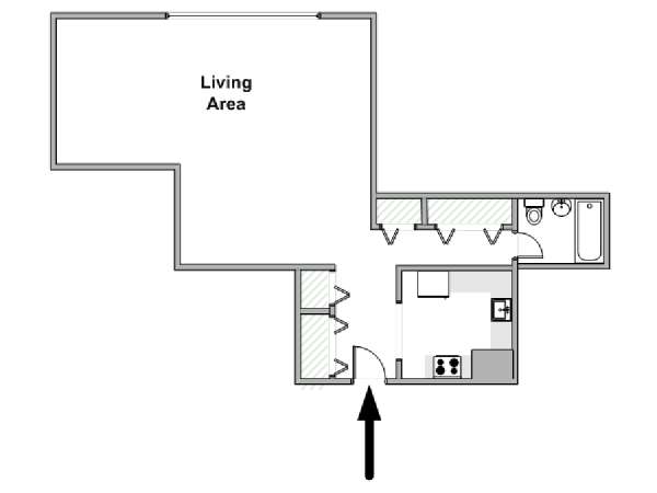 New York Monolocale appartamento - piantina approssimativa dell' appartamento  (NY-18430)