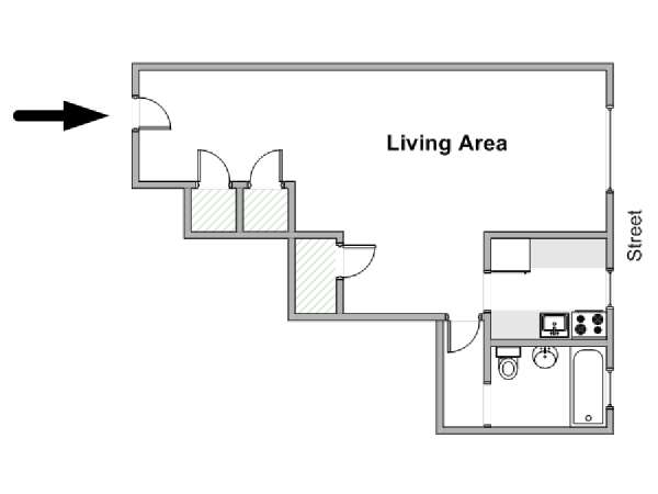 New York Monolocale appartamento - piantina approssimativa dell' appartamento  (NY-18431)