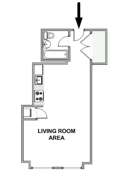 New York Monolocale appartamento - piantina approssimativa dell' appartamento  (NY-18437)