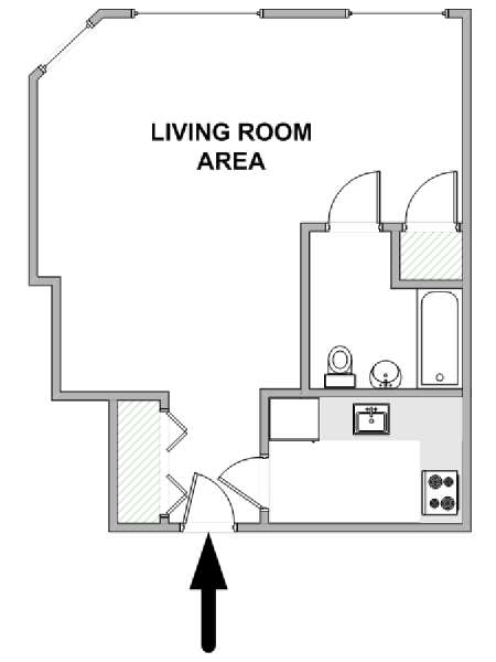 New York Monolocale appartamento - piantina approssimativa dell' appartamento  (NY-18441)