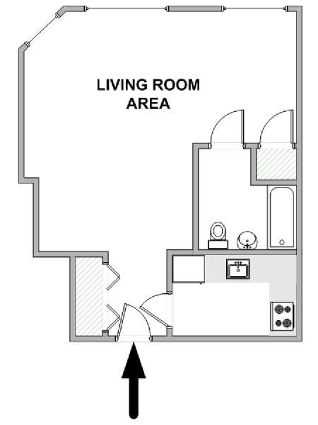 New York Studio T1 logement location appartement - plan schématique  (NY-18441)