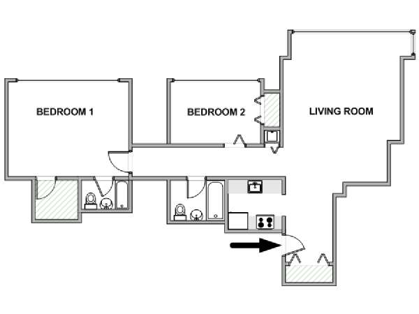 New York 2 Camere da letto appartamento - piantina approssimativa dell' appartamento  (NY-18450)