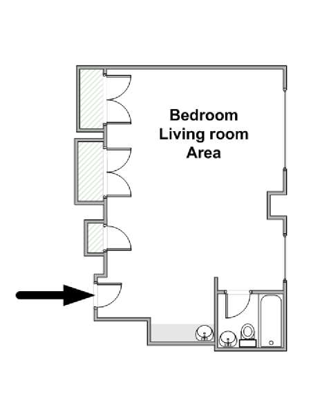 New York Monolocale appartamento - piantina approssimativa dell' appartamento  (NY-18459)