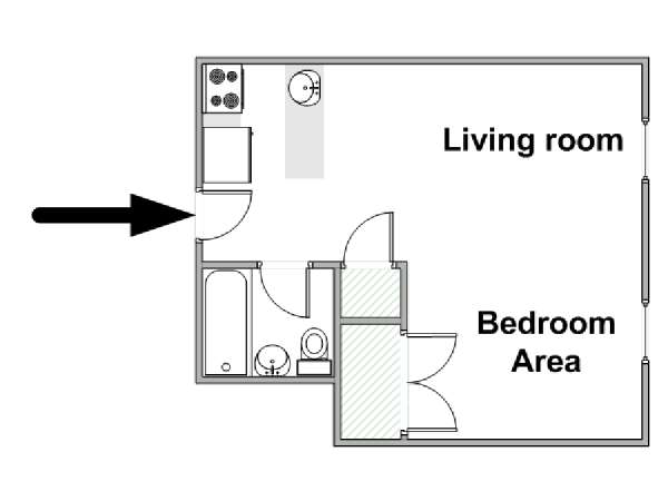New York Monolocale appartamento - piantina approssimativa dell' appartamento  (NY-18461)