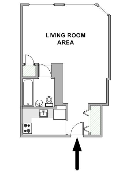 New York Monolocale appartamento - piantina approssimativa dell' appartamento  (NY-18481)