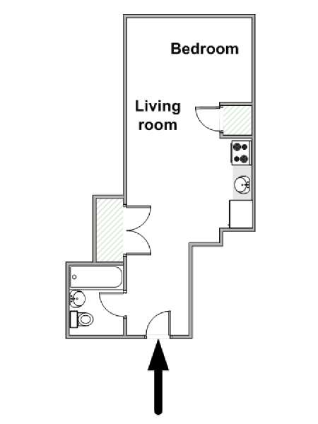 New York Monolocale appartamento - piantina approssimativa dell' appartamento  (NY-18484)