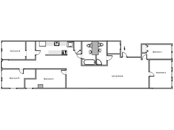 New York 5 Camere da letto stanza in affitto - piantina approssimativa dell' appartamento  (NY-18522)