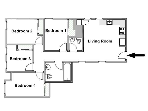 New York T5 appartement colocation - plan schématique  (NY-18529)