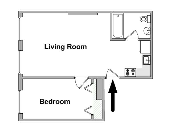 New York 1 Bedroom apartment - apartment layout  (NY-18555)