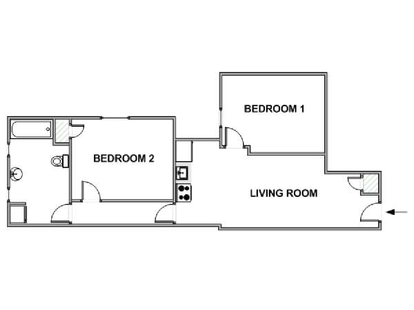 New York 2 Camere da letto stanza in affitto - piantina approssimativa dell' appartamento  (NY-18559)