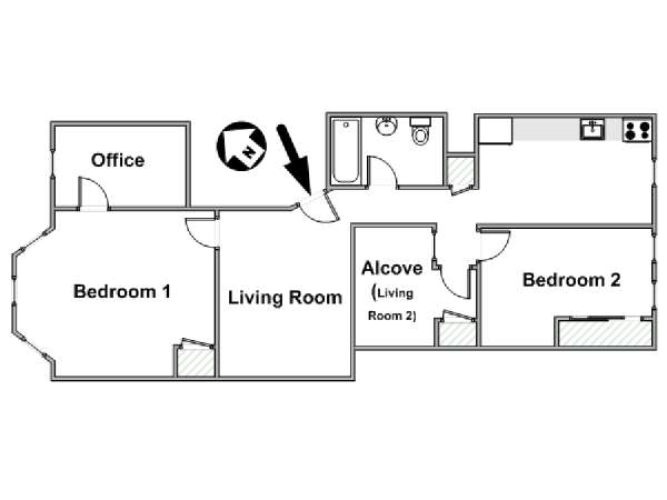New York 2 Camere da letto appartamento - piantina approssimativa dell' appartamento  (NY-18575)