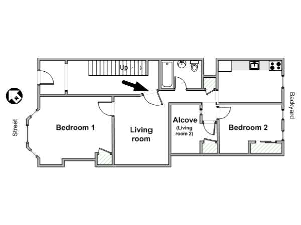New York 2 Camere da letto appartamento - piantina approssimativa dell' appartamento  (NY-18580)