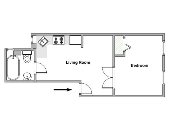New York 1 Bedroom apartment - apartment layout  (NY-18588)