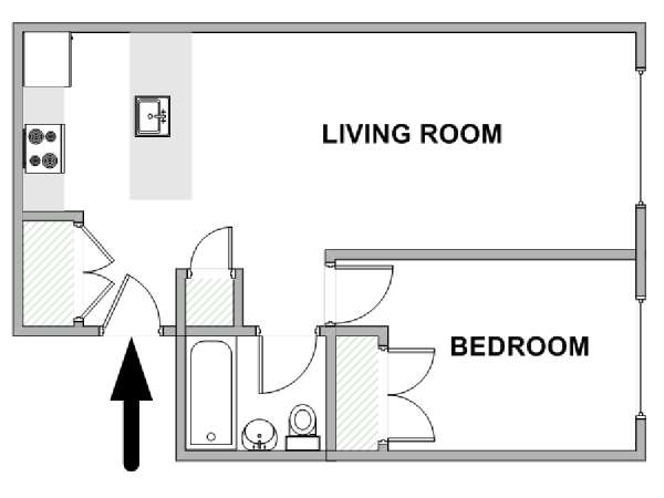 New York 1 Bedroom apartment - apartment layout  (NY-18600)
