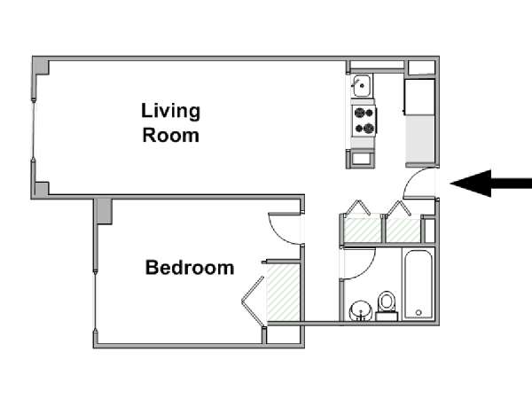 New York 1 Bedroom apartment - apartment layout  (NY-18602)