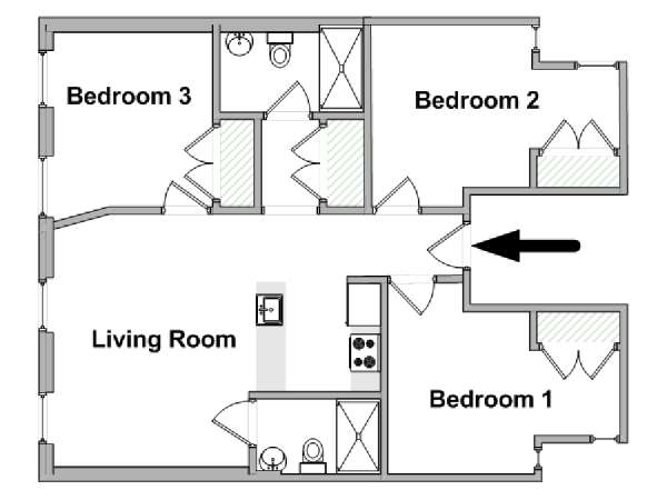 New York T4 appartement colocation - plan schématique  (NY-18605)
