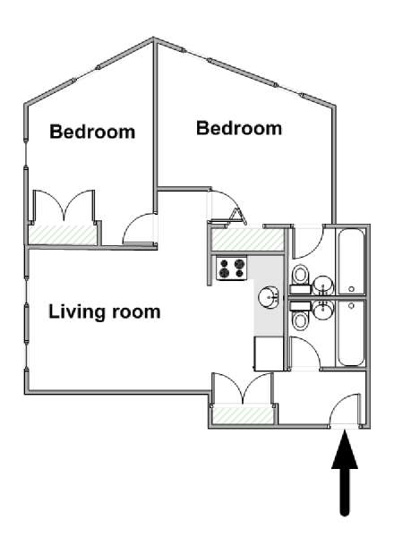 New York 2 Camere da letto appartamento - piantina approssimativa dell' appartamento  (NY-18607)