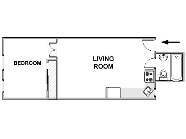 New York 1 Camera da letto appartamento - piantina approssimativa dell' appartamento  (NY-18627)