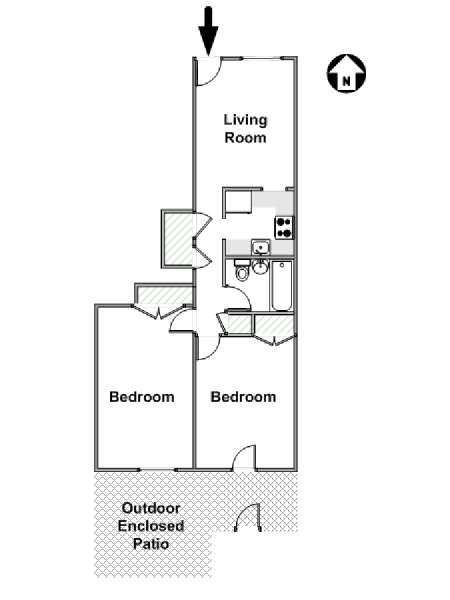 New York 2 Camere da letto appartamento - piantina approssimativa dell' appartamento  (NY-18631)