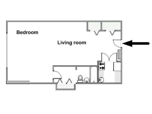 New York Monolocale appartamento - piantina approssimativa dell' appartamento  (NY-18649)