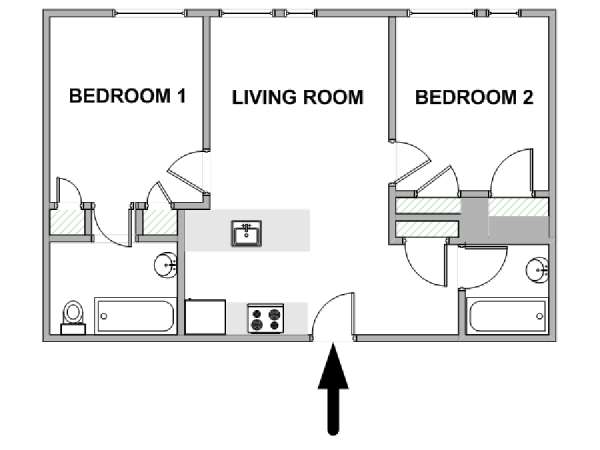 New York 2 Bedroom apartment - apartment layout  (NY-18654)
