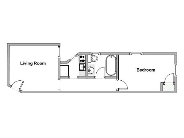 New York 1 Camera da letto appartamento - piantina approssimativa dell' appartamento  (NY-18657)