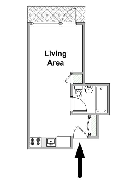 New York Monolocale appartamento - piantina approssimativa dell' appartamento  (NY-18730)