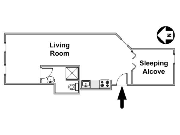 New York Studio avec Alcôve T1 logement location appartement - plan schématique  (NY-1875)